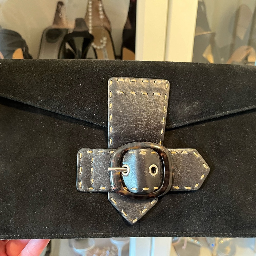 Via Aspiga Black suede clutch